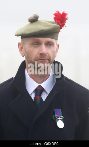 Kevin McLeod, great step nephew of Private William McAleer at the Commonwealth War Graves Commission Loos British Cemetery ahead of the re-interment of his relative with 19 other unidentified soldiers almost 100 years after they were killed in action in nothern France. Stock Photo