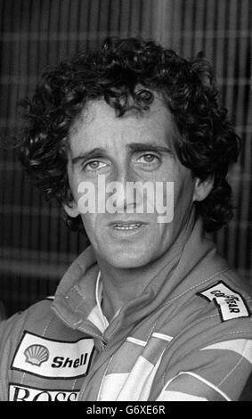 French motor racing driver Alain Prost. He has been driving Formula 1 grand prixs for ten years and is with the McLaren-Honda team. Stock Photo