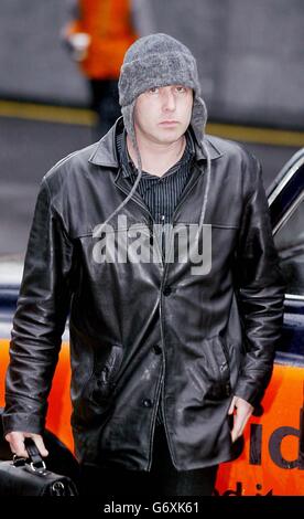 David Chick, also known as spiderman, from Brighton in Sussex, arrives at Southwark Crown Court in London, on trial for allegedly causing a public nuisance after climbing a crane dressed as spiderman in protest for the group 'Fathers for Justice'. Stock Photo