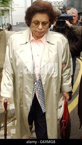 Devi de-Schahhou, the mother of former secretary at Goldman Sachs Joyti de-Laurey, leaves Southwark Crown Court in London, after her daughter was found guilty on four counts of using a false instrument and 16 counts of obtaining a money transfer by deception. The total of value of her fraud was 4,303,259. Stock Photo