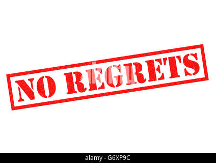 NO REGRETS red Rubber Stamp over a white background. Stock Photo