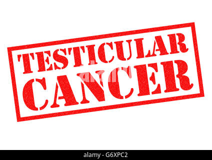 TESTICULAR CANCER red Rubber Stamp over a white background. Stock Photo