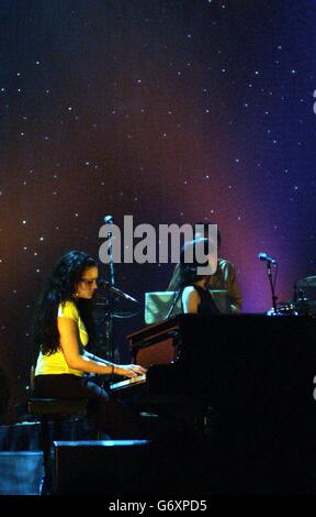 American singer Norah Jones performs on the stage at Carling Apollo Hammersmith in west London. Stock Photo