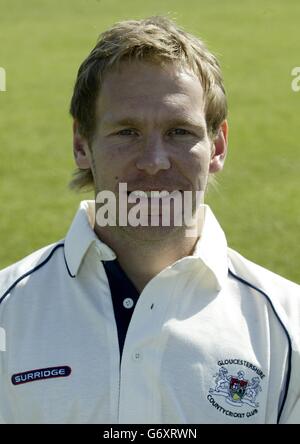 Ian Fisher of Gloucestershire County Cricket Club during a photocall at Bristol, ahead of the new 2004 season. Stock Photo