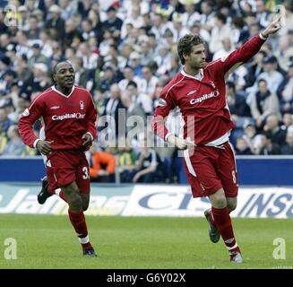 Nottingham Forest's Gareth Williams (right) celebrates scoring the opening goal against West Bromwich Albion, during their Nationwide Division One match at The Hawthorns. Stock Photo