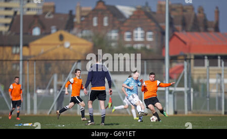 Soccer - Independent South Essex Football League - Sunday Morning Football  - AC Milano v Lessa Athletic and Boleyn FC v Cranham Stock Photo - Alamy