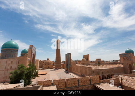 Poi Kalon square and Mosque in Bukhara, Uzbekistan. Stock Photo