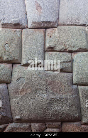 Famous twelve-sided stone of an Incan foundation in Cusco, Peru Stock Photo