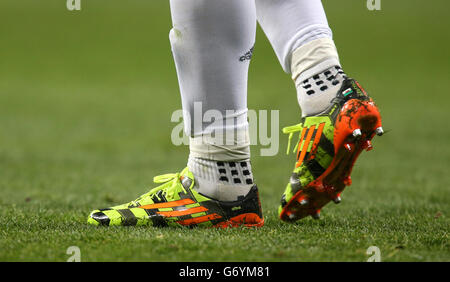 Detail of Gareth Bale s football boots Stock Photo Alamy