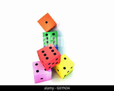 The dices on the table, white background Stock Photo