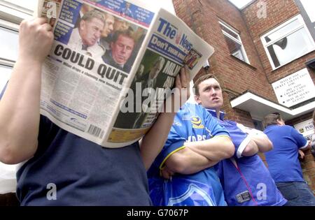 Portsmouth fans at Fratton Park Stock Photo