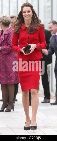 The Duchess of Cambridge officially opens the Visitor's Centre at the Botanical Gardens in Christchurch, New Zealand, during their three-week tour of Australia and New Zealand. Stock Photo