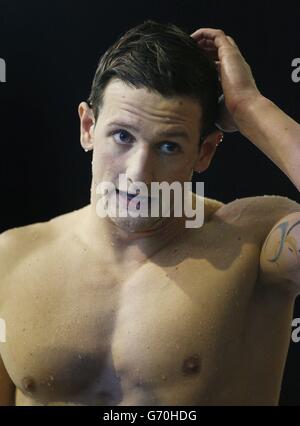 Michael Jamieson after winning the Mens Open 200m Breaststroke during the 2014 British Gas Swimming Championships at Tollcross International Swimming Centre, Glasgow. Stock Photo