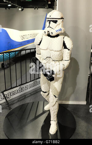 Star Wars soldier made from Lego blocks on exhibition i Rzeszow, Poland Stock Photo