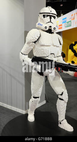 Star Wars soldier made from Lego blocks on exhibition i Rzeszow, Poland Stock Photo