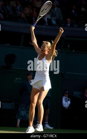 Maria Sharapova, from Russia, celebrates a point against fellow ...