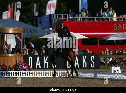 Great Britain's Carl Hester riding Nip Tuck competes in the Grand Prix de Dressage at the Royal Windsor Horse Show at Windsor Castle, London. Stock Photo