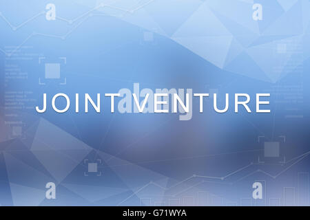 joint venture word on blue blurred and polygon background Stock Photo