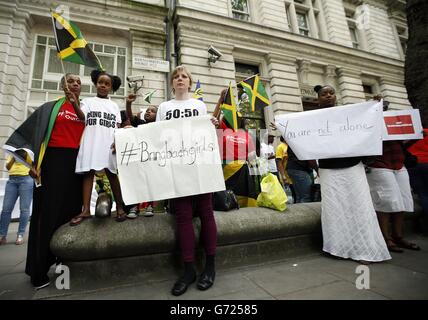 Participants in a march from the Nigerian High Commission to Downing Street, London, calling for the return of the more than 200 schoolgirls in kidnapped in Nigeria. Stock Photo