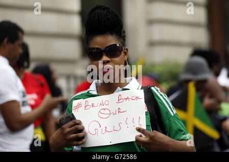 Participants in a march from the Nigerian High Commission to Downing Street, London, calling for the return of the more than 200 schoolgirls in kidnapped in Nigeria. Stock Photo