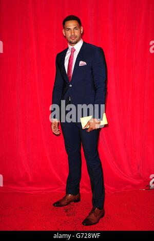 The British Soap Awards - London. Aaron Fontaine arriving for the 2014 British Soap Awards at The Hackney Empire, 291 Mare St, London. Stock Photo