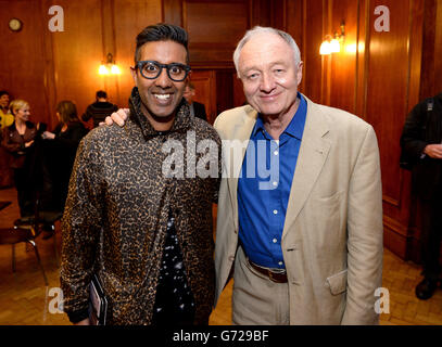Former London Mayor Ken Livingstone (right) and Radio 1 DJ Nihal (left) at County Hall for the stories of London's most famous sons and daughters which were celebrated at the 32 Londoners EDF Energy London Eye event. Stock Photo