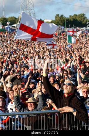 England fans watch the Euro 2004 match between England and Croatia
