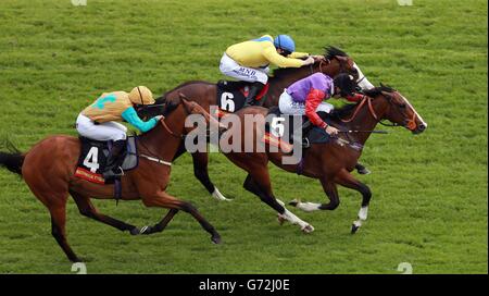 Musical Comedy ridden by Richard Hughes on their way to victory in the Bathwick Tyres Carnarvon Stakes during the Starlight Charity Raceday at Newbury Racecourse, Berkshire. Stock Photo