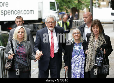 Veteran entertainer Rolf Harris arriving with daughter Bindi (left), wife Alwen and niece Jenny (right) at Southwark Crown Court, London, where he he denies 12 counts of indecent assault between 1968 and 1986. Stock Photo