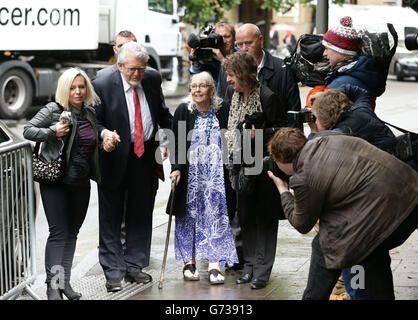 Veteran entertainer Rolf Harris arriving with daughter Bindi (left), wife Alwen and niece Jenny (right) at Southwark Crown Court, London, where he he denies 12 counts of indecent assault between 1968 and 1986. Stock Photo