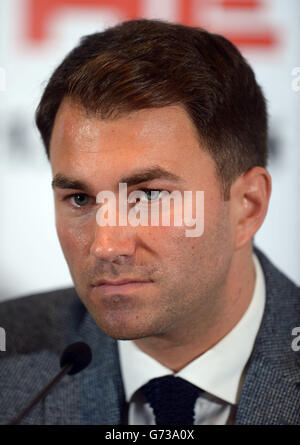 Boxing - IBF and WBA World Super Middleweight Title - Carl Froch v George Groves - Press Conference - Wembley Stadium. Boxing Promoter Eddie Hearn during a Press Conference at Wembley Stadium, London. Stock Photo