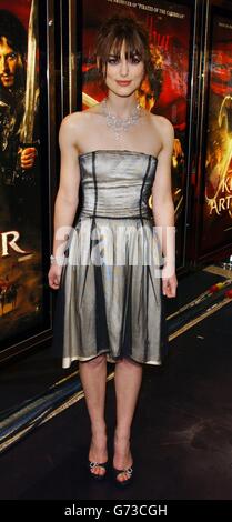 Star of the film Keira Knightley arrives for the European film premiere of King Arthur at the Empire Leicester Square, in central London. Stock Photo
