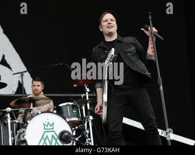 Patrick Stump of Fall Out Boy on the Main Stage at the Isle of Wight Festival, in Seaclose Park, Newport, Isle of Wight. Stock Photo