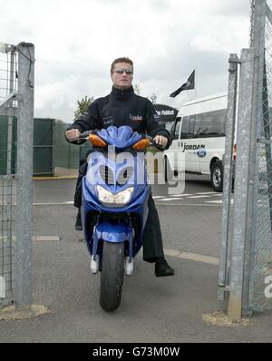 David Coulthard arrives at Silverstone. British F1 driver David Coulthard arrives at Silverstone, prior to Sunday's British Grand Prix at the Northamptonshire race track. Stock Photo