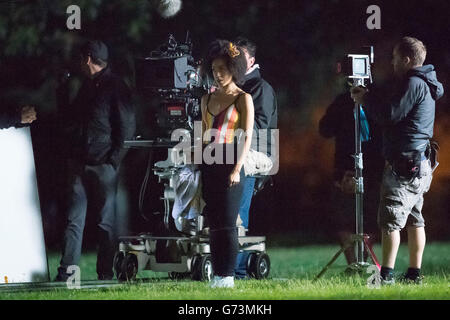 The new Doctor's companion Pearl Mackie spotted filming at Cardiff University in Cardiff, South Wales. Stock Photo