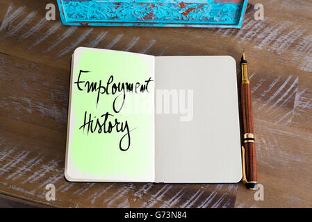 Handwritten Text Employment History Stock Photo
