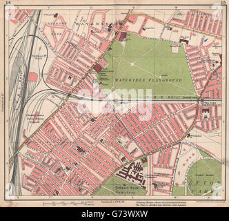 LIVERPOOL. Sefton Park Wavertree Toxteth Park, 1928 vintage map Stock Photo