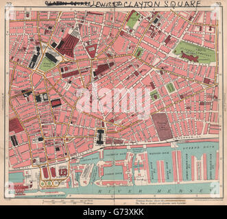 LIVERPOOL CENTRE. Queen's Dock Wapping Dock Salthouse Dock, 1928 vintage map Stock Photo