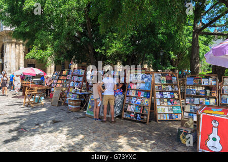 Book market on Plaza de Armas, La Habana Vieja, Old Havana, Cuba Stock Photo