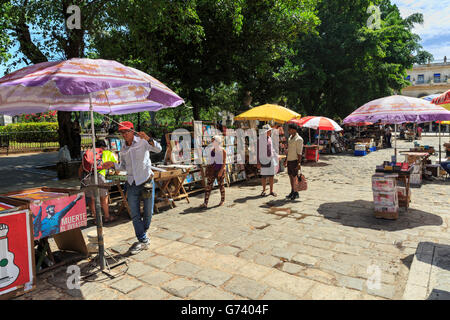 Book market on Plaza de Armas, La Habana Vieja, Old Havana, Cuba Stock Photo