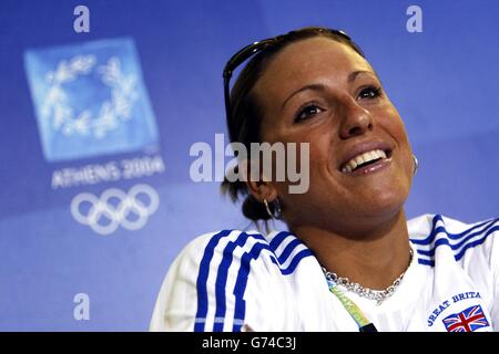 British swimmer Sarah Price from Loughborough at the Olympic Aquatic Centre in Athens, Greece. Stock Photo
