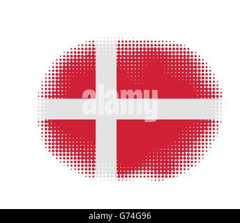 Denmark flag symbol halftone vector background illustration Stock Vector
