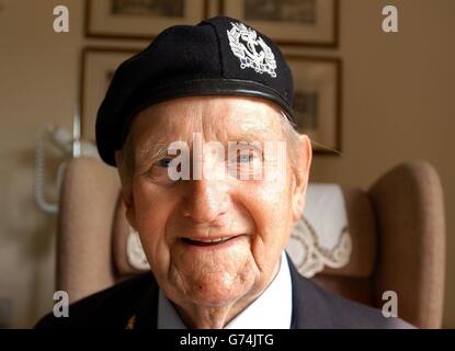 William Stone, formerly a Chief Stoker in the Royal Navy, is pictured at his home in Witlington near Oxford. Now 103 years old, William Stone served in both the First and Second World Wars. This Wednesday will see four veterans of the First World War travelling to the Cenotaph in London to remember the 750,000 British and Commonwealth soldiers who lost their lives during a service to mark the 90th anniversary of the outbreak of the First World War in 1914. Stock Photo