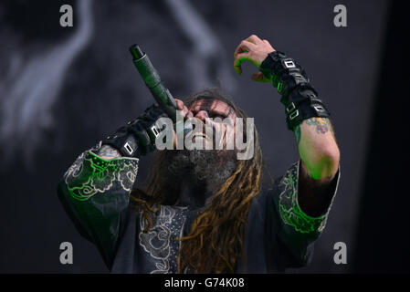 Rob Zombie performs during day one of the 2014 Download Festival at Donington Park. Stock Photo