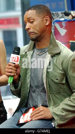 US actor Will Smith during his guest appearance on MTV's TRL - Total Request Live - show, at their new studios in Leicester Square, central London. Stock Photo