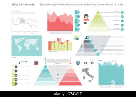 set of infographic elements isolated on white background. vector timeline and option graph symbol. pyramid info graphic icons. f Stock Vector