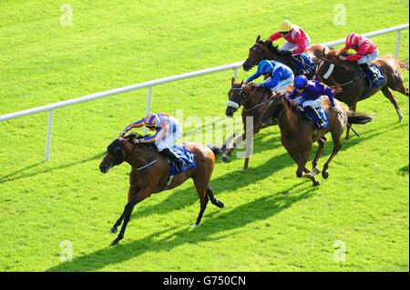 Table Rock and Joseph O'Brien on their way to victory in the Done Deal Handicap during the Dubai Duty Free Irish Derby at Curragh Racecourse, Co Kildare, Ireland. Stock Photo