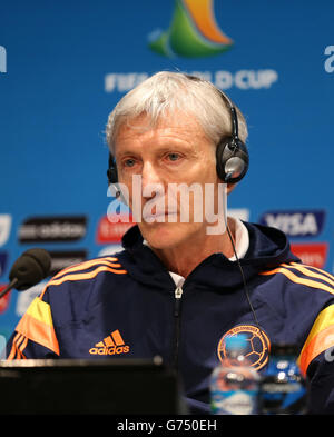 Soccer - FIFA World Cup 2014 - Round of Sixteen - Colombia v Uruguay - Colombia Press Conference - Estadio do Maracana. Colombia manager Jose Pekerman during the press conference at the Estadio do Maracana, Rio de Janeiro, Brazil. Stock Photo