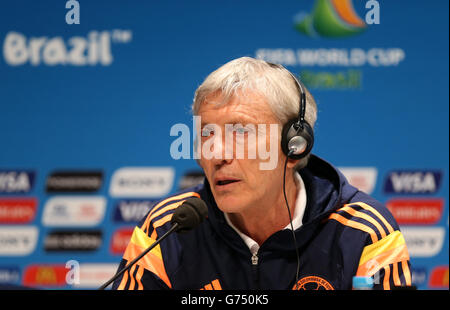 Soccer - FIFA World Cup 2014 - Round of Sixteen - Colombia v Uruguay - Colombia Press Conference - Estadio do Maracana. Colombia manager Jose Pekerman during the press conference at the Estadio do Maracana, Rio de Janeiro, Brazil. Stock Photo