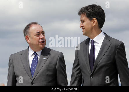 First Minister Alex Salmond (left) and Labour leader Ed Miliband attend the sixth annual Armed Forces Day in Stirling. Stock Photo